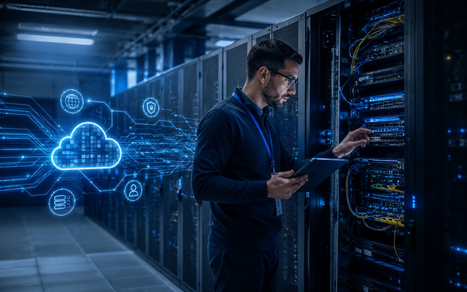IT engineer in server room
